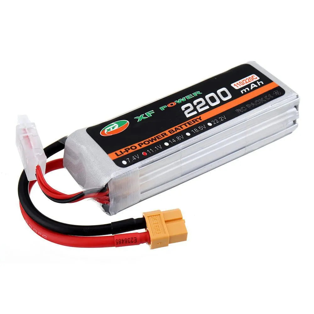 XF Power 14.8V 1000mAh 75C graphene lithium drone battery with black XT60 plug.