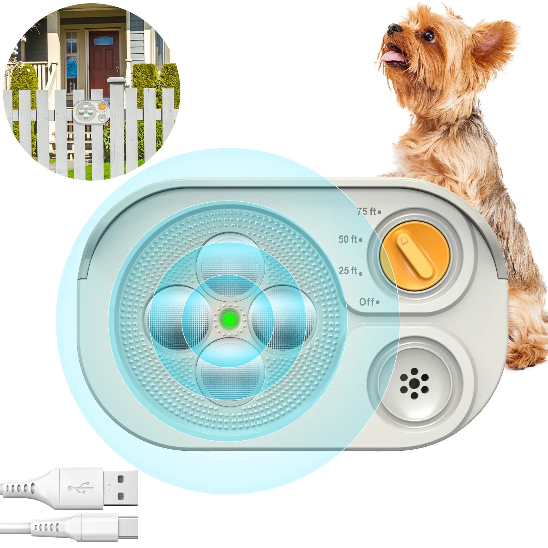 Automatic ultrasonic bark stopper dog training device black and light gray with IP65 waterproof