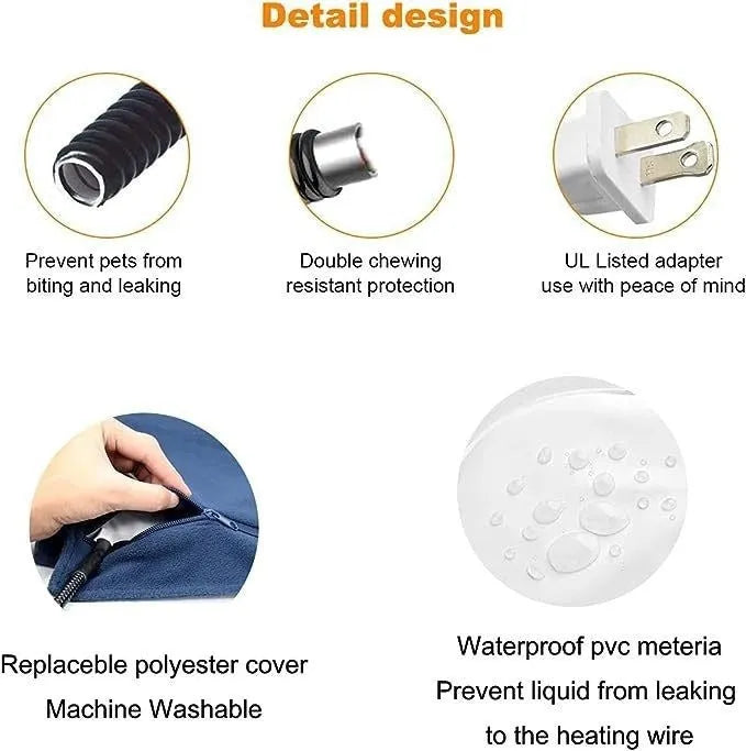 Grey 30 x 40cm cloth pet electric blanket for cats and small dogs with US plug