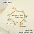 Stainless steel starfish necklace and bracelet set in blue with electroplated finish, regular chain style, women ocean jewellery.