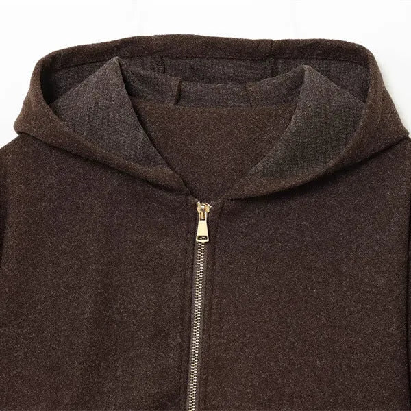 Women's PU hooded jacket casual coat with zipper in picture colour, Japanese Korean style
