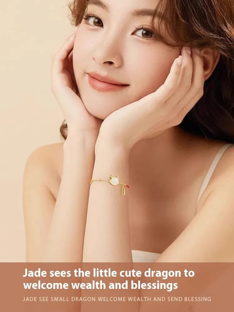 Silver-plated Dragon zodiac bracelet with animal modelling in New Chinese style