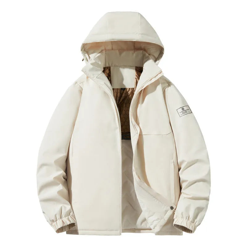 Autumn winter outdoor waterproof jacket with temperature sensing technology in polyester material