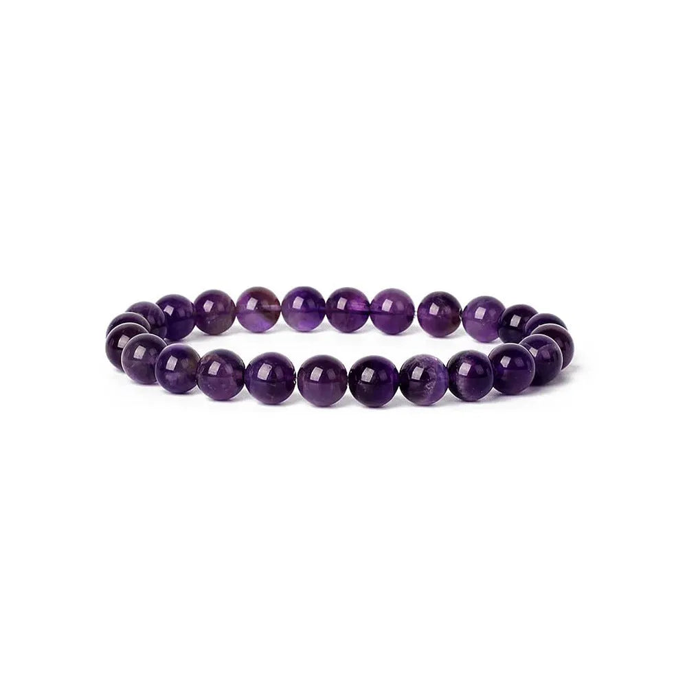 Handmade natural stone bead bracelet with 8mm geometric beads in multiple crystal colour options