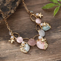 Blue shell starfish necklace with zinc alloy pendant on regular chain, 427cm circumference