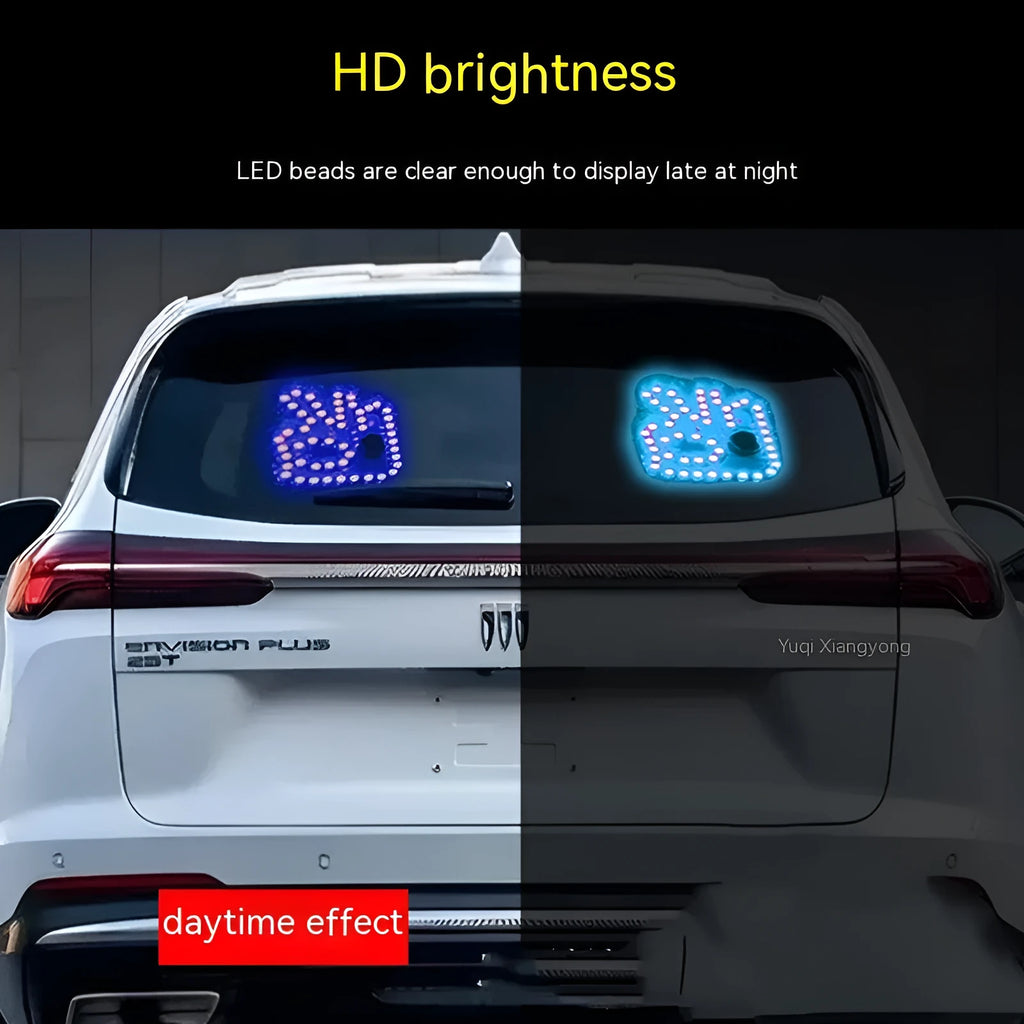 Car USB finger gesture lights showing thumbs-up, OK sign, and scissor hand illuminated designs