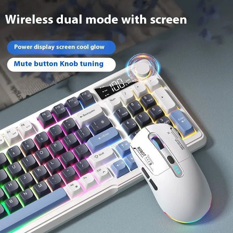 Wireless Bluetooth keyboard and mouse suit in Blue White colour with mechanical feeling keys and Type-C cable