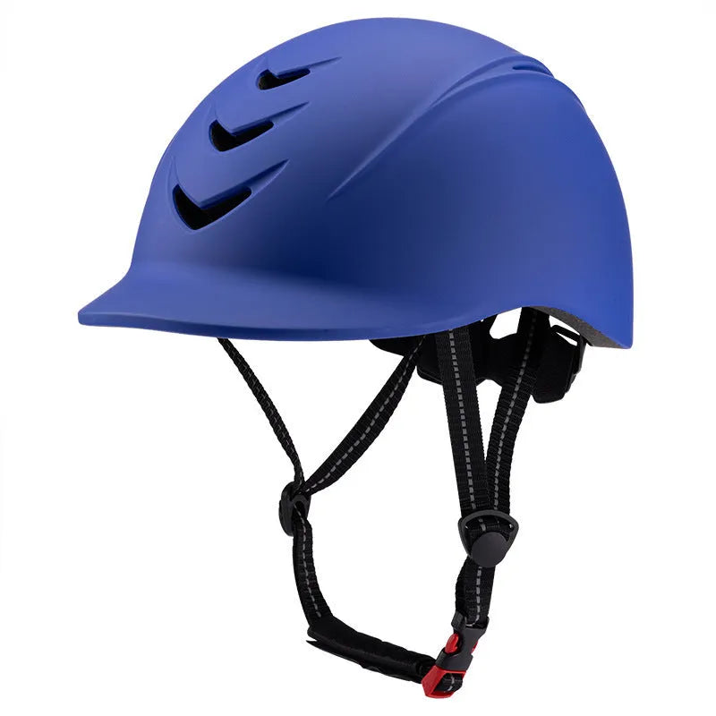 Horse racing helmet size L 58-62cm ABS EPS foam solid colour black with visor equestrian hat