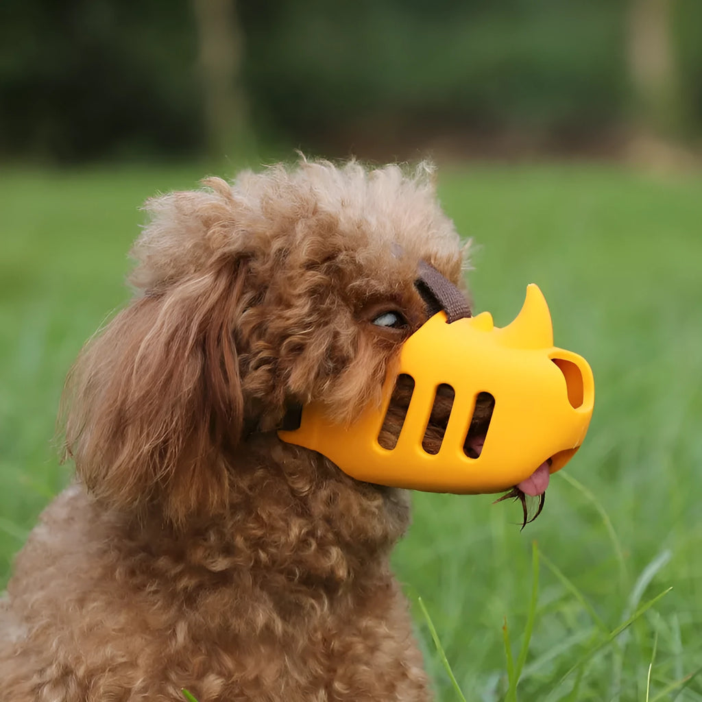 Silicone pet muzzle for medium and large dogs in sky blue colour, side view