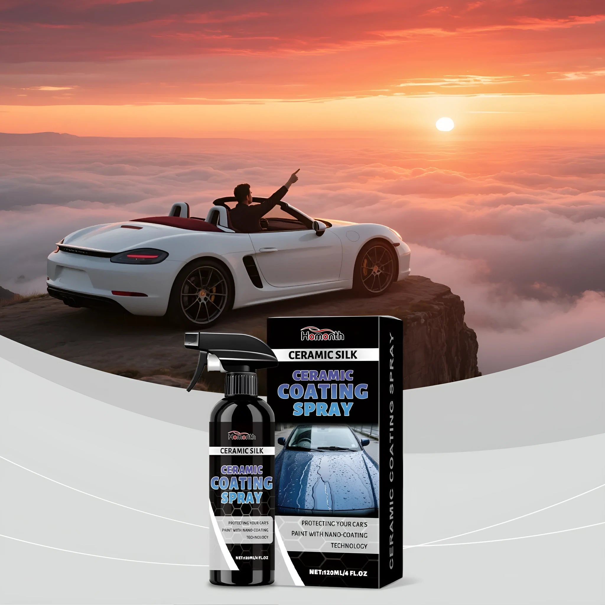 120ml aerosol can of ceramic coating spray for car paint protection.