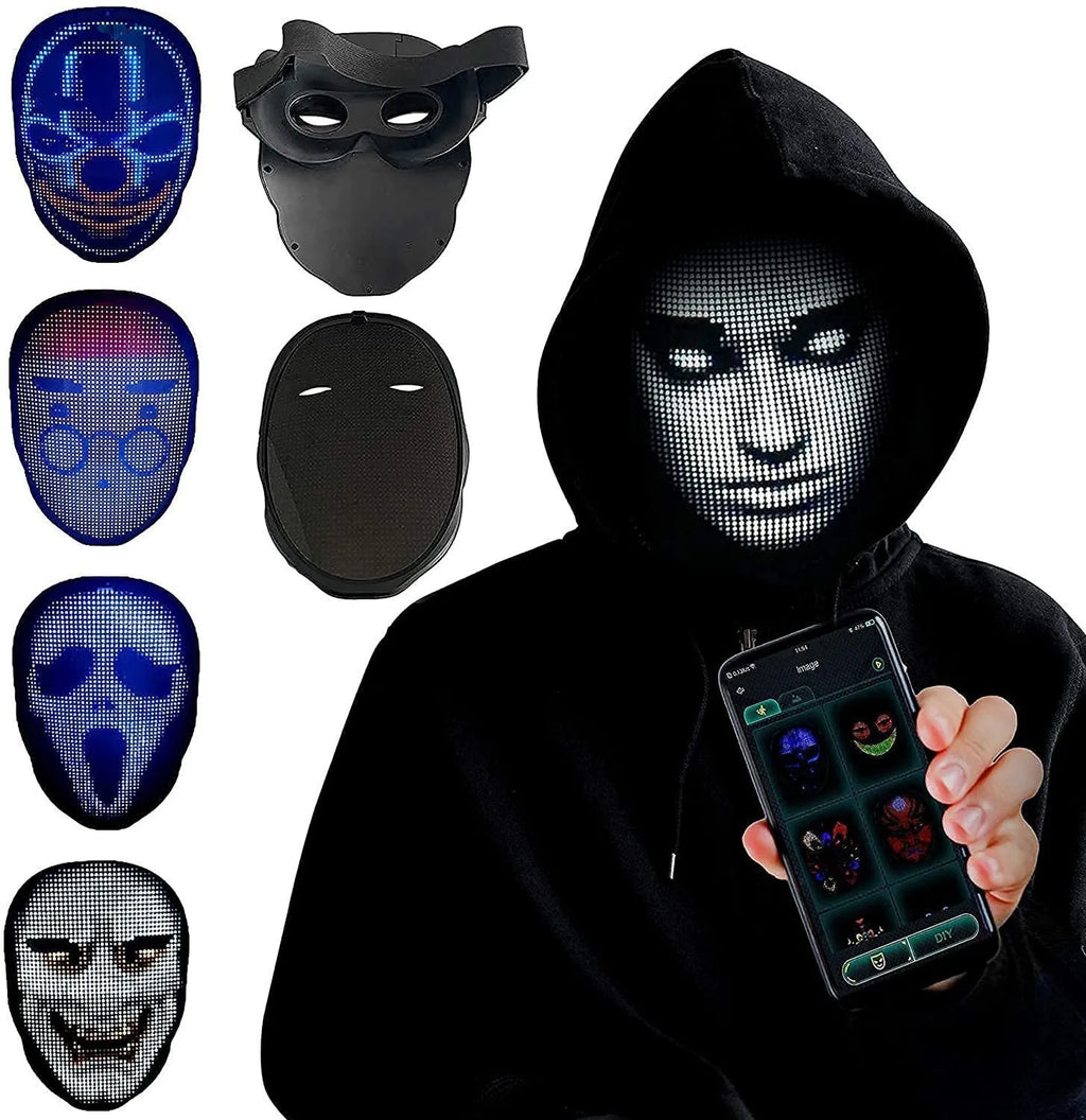 Avengers character LED face mask with luminous display and gesture control features