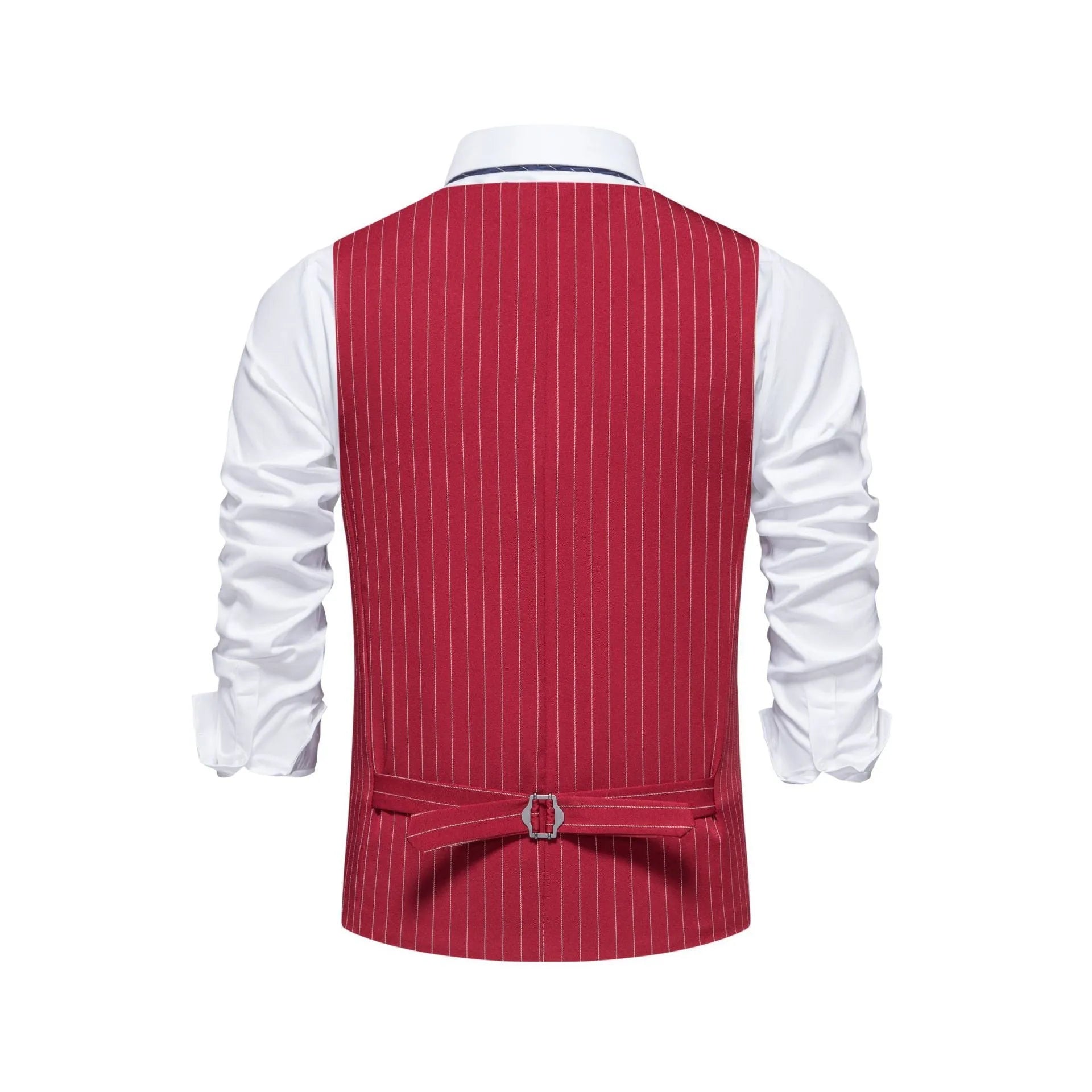 Men's striped business suit vest with non-ironing polyester fabric in black, khaki or red patterns