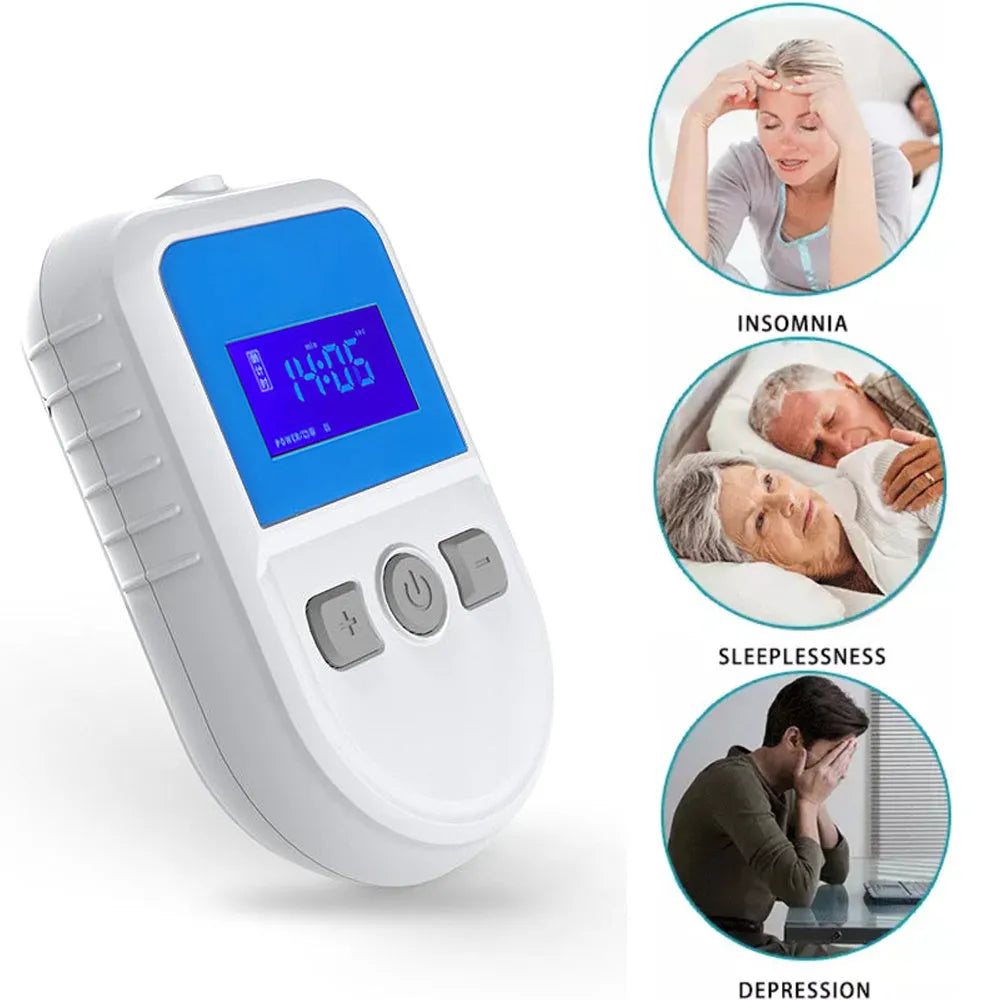 White low frequency pulse therapy instrument for sleep aid with USB port and compact dimensions