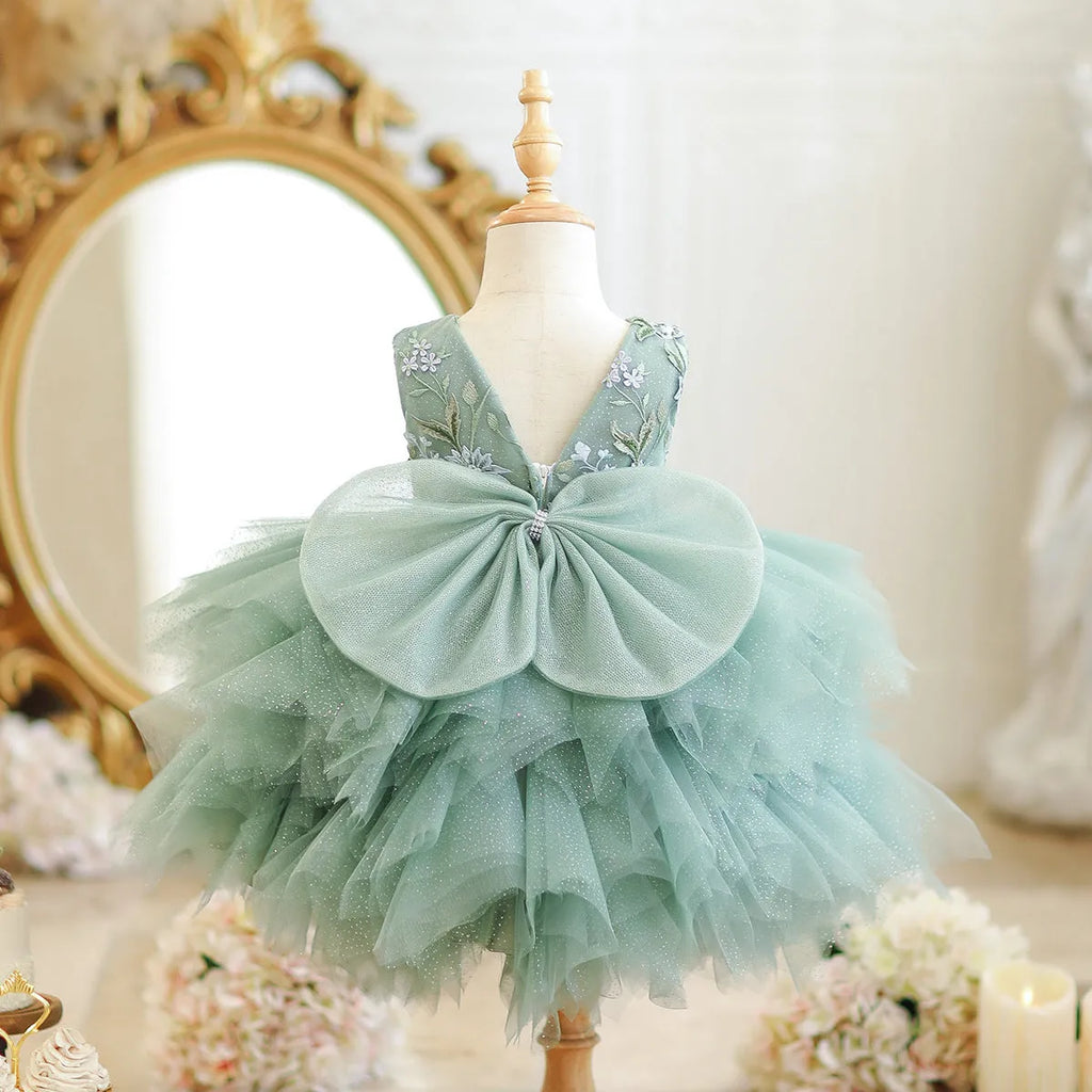 Girl's mori style princess birthday party dress in chemical fibre blend, available for 80cm to 150cm height girls