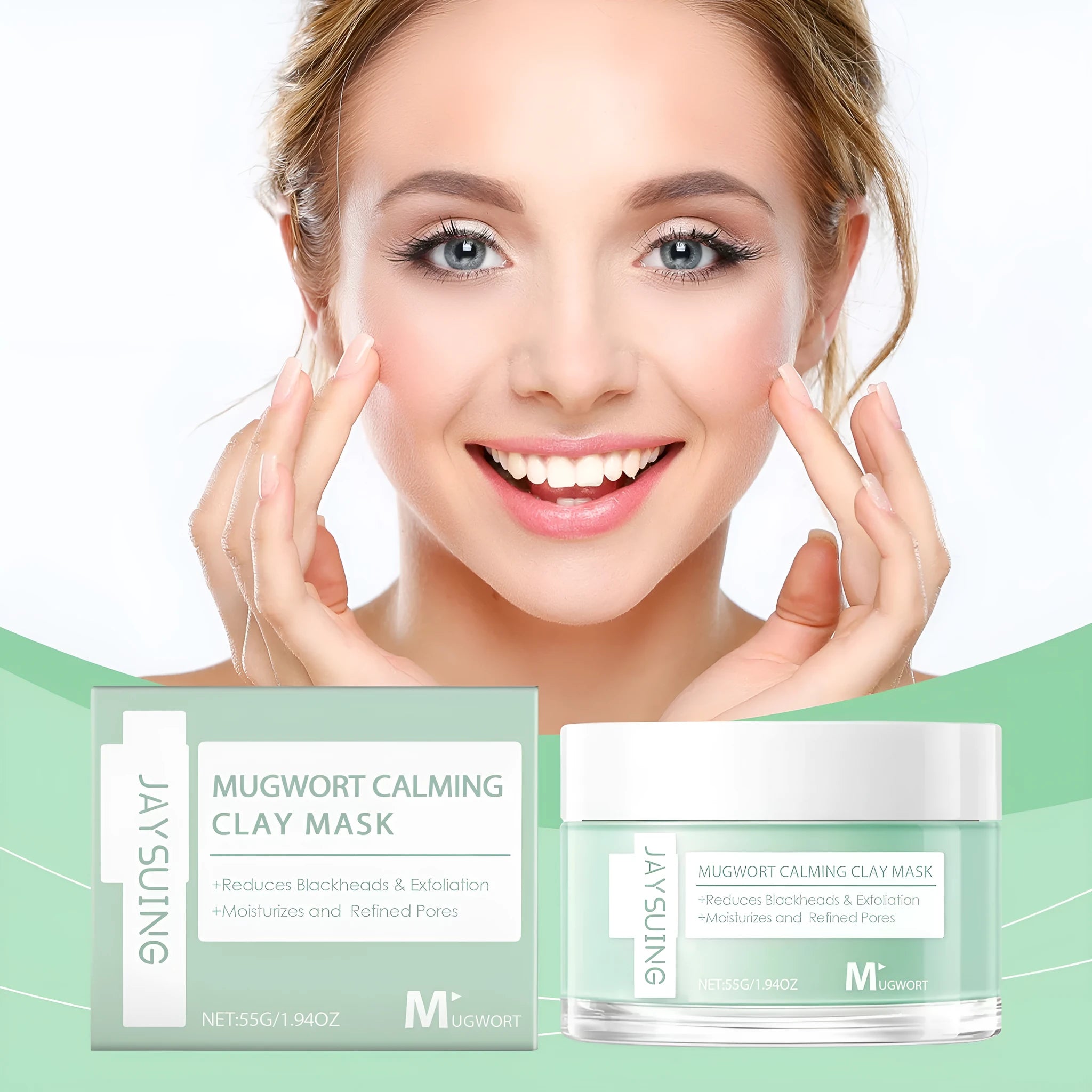55g tube of pore cleaning mud mask for acne with bentonite clay and moxa leaf extract.