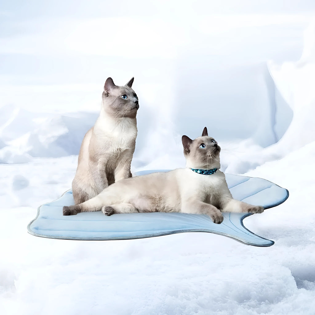 Ginkgo leaf shaped cloth cat ice pad pet floor mat in light blue or light green, sizes S M L