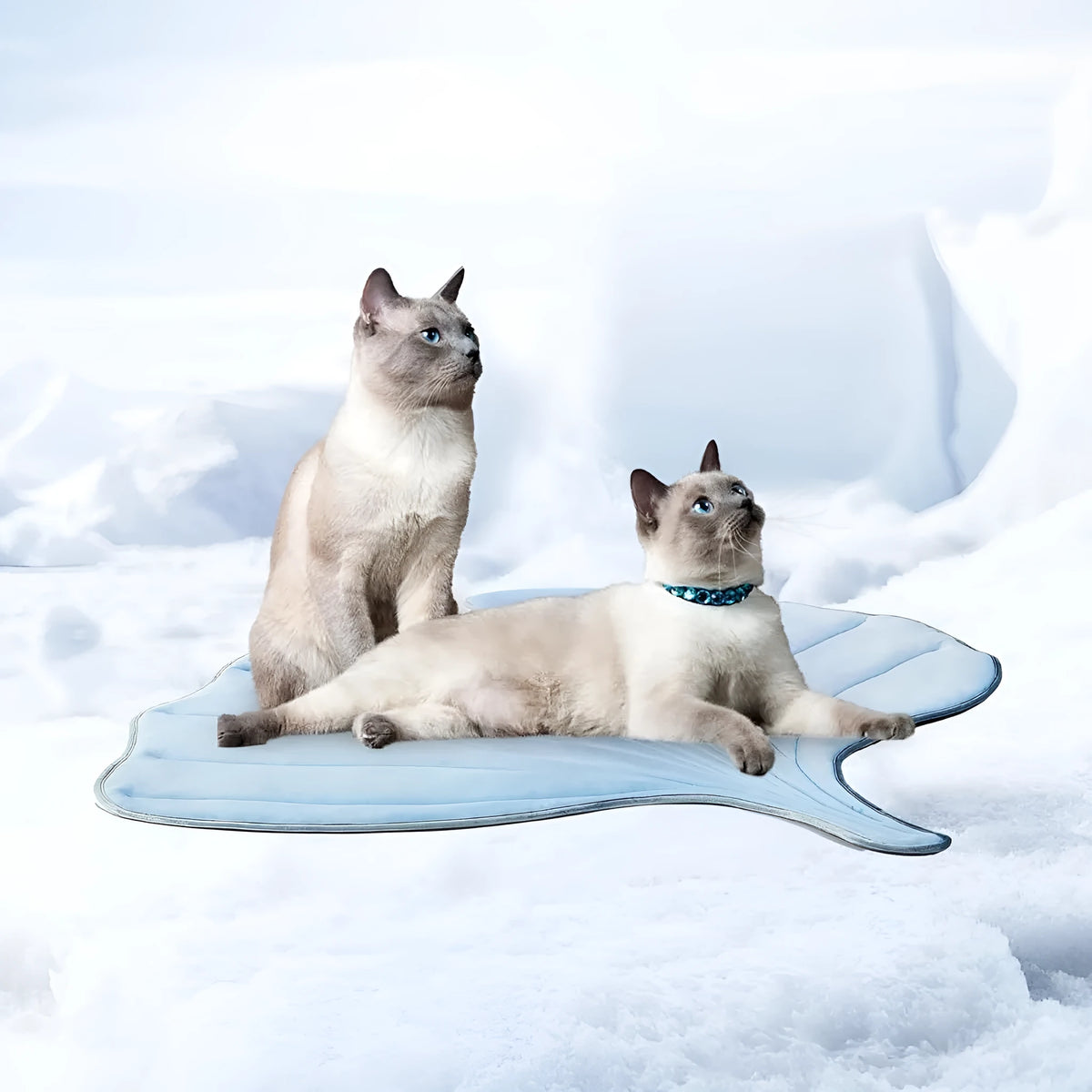 Ginkgo leaf shaped cloth cat ice pad pet floor mat in light blue or light green, sizes S M L