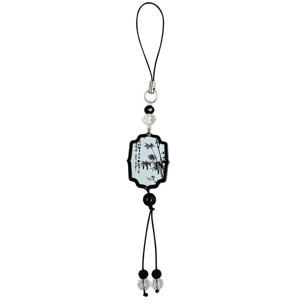 Guofeng Chinese style botanical plants and flowers bead keychain with baked varnish finish