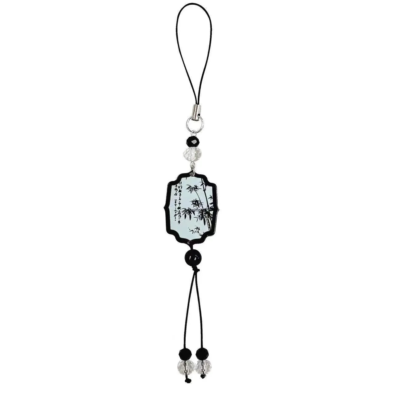 Guofeng Chinese style botanical plants and flowers bead keychain with baked varnish finish