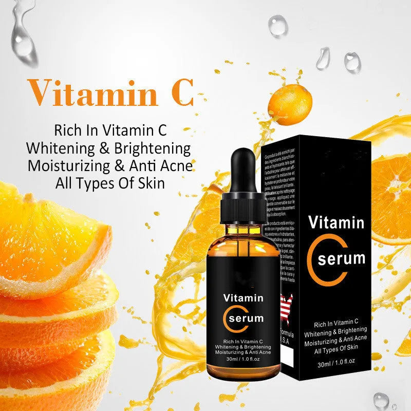 30ml Vitamin C facial essence bottle for brightening and nourishing, suitable for all skin types