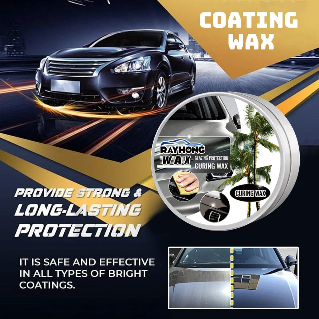 Car coating wax kit showing 100g tin and sponge applicator for vehicle paint protection