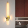 Minimalist black line wall lamp 60cm length mounted on bedroom wall