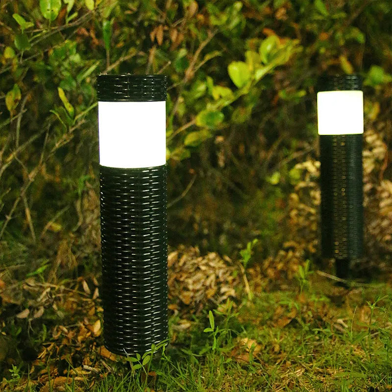 Outdoor waterproof solar garden light with abstract design and simulated flame effect lighting