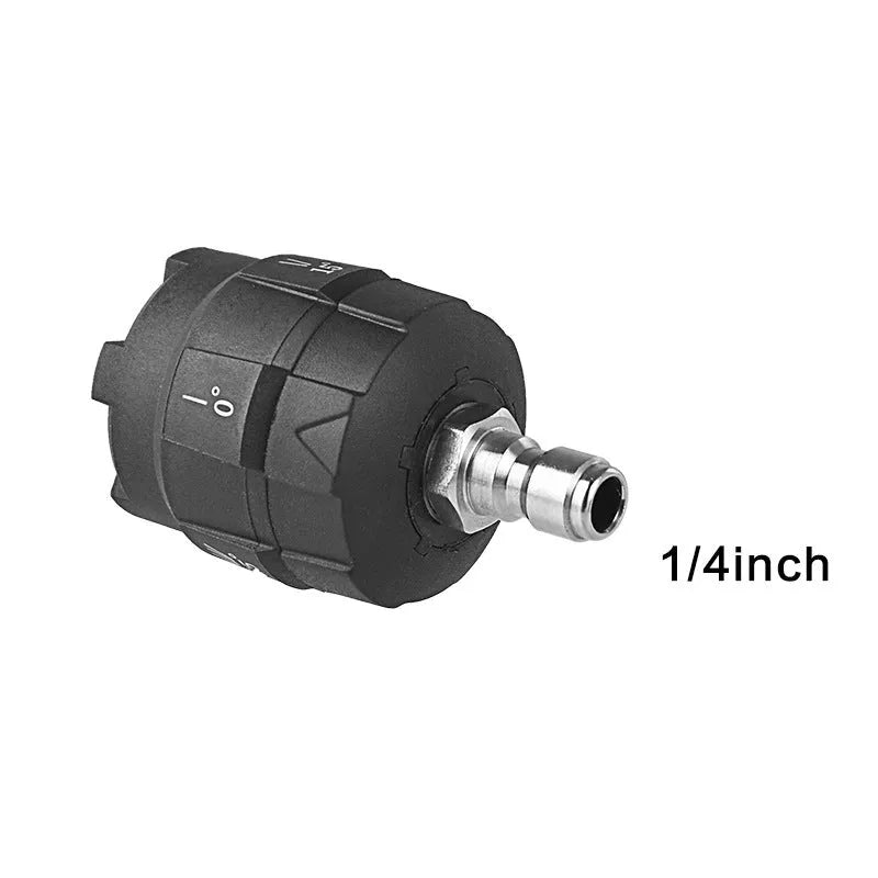 Multi-functional five-in-one spray nozzle for a high-pressure water gun with quick-connect fitting
