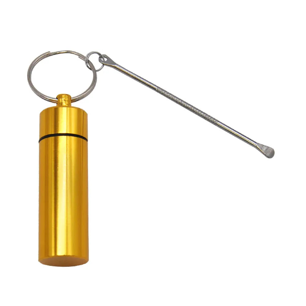 Aluminium storage bottle with spoon and keychain in five colour options