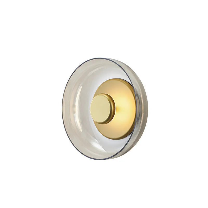 Scandinavian glass wall lamp with petal-shaped shade in gold and transparent glass, 230mm