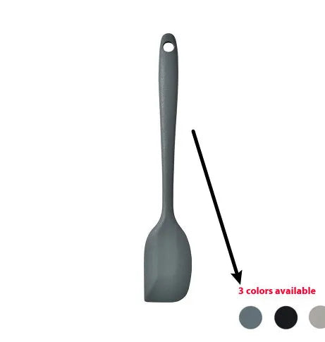 12-piece black silicone kitchen utensil set with tools stored in a rotating countertop storage bucket