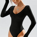 Women's deep V-neck slim fit jumpsuit with long sleeves in light gray polyester fibre