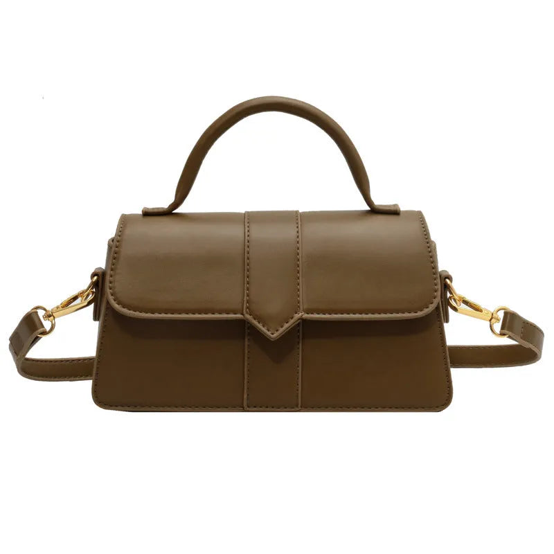Women's horizontal square messenger bag in PU material with internal file organisation