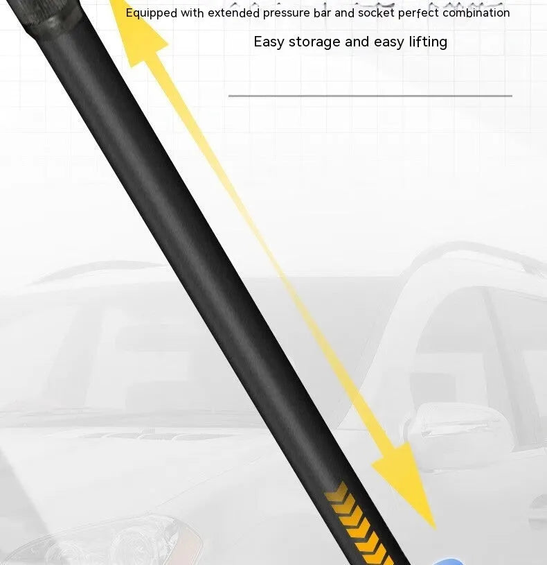 Horizontal hydraulic scissor car jack with handle for tyre changes, low profile design