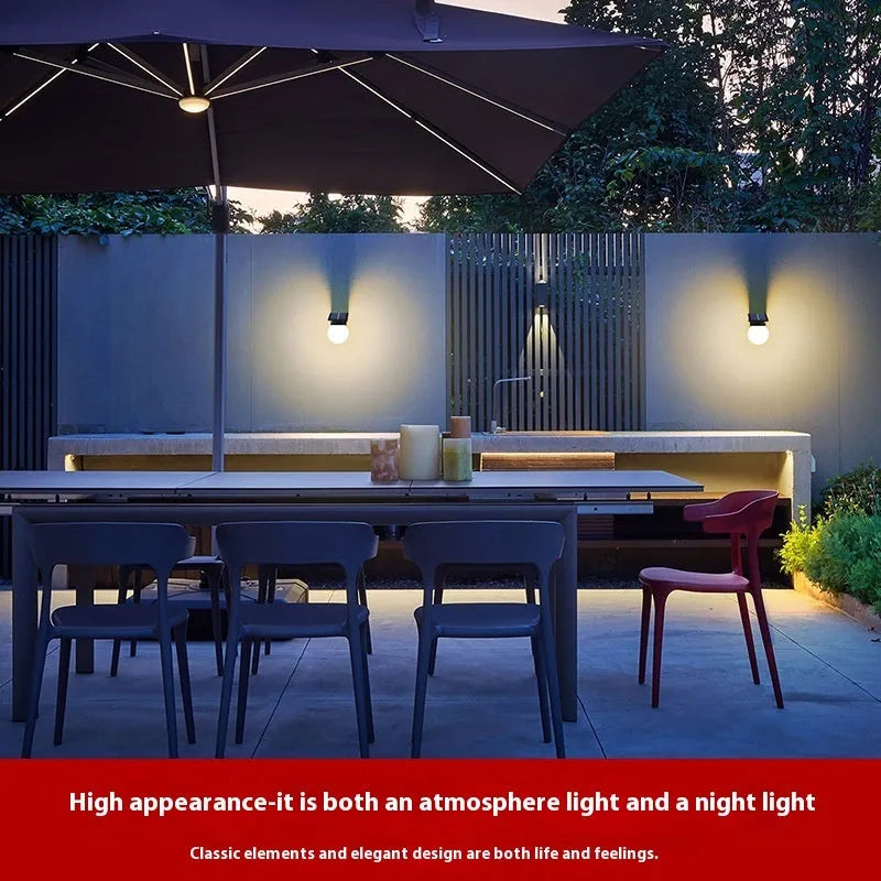 Solar outdoor wall lamp with seven LED beads, ABS shell, PC lampshade, IP55, 172x165x190mm