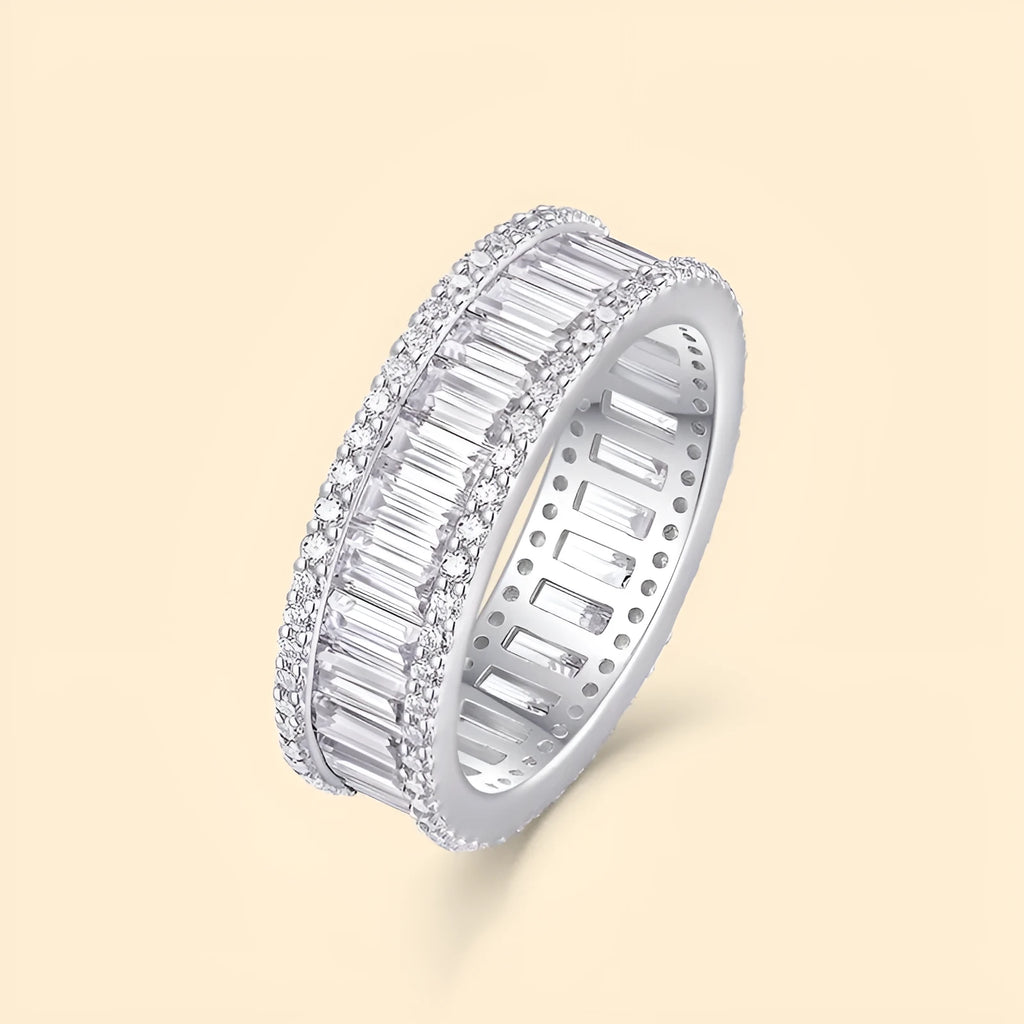 Non-fading S925 silver moissanite ring for women, geometric round shape, fashion OL style