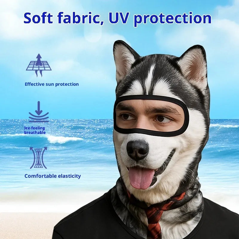 Quick-drying polyester motorcycle sunshade hood in black, worn under a helmet for dust and sun protection