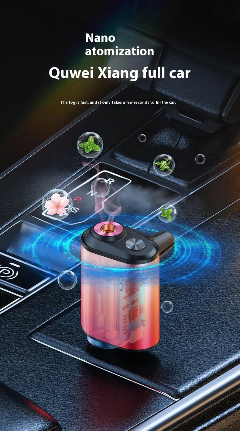 Black car aromatherapy diffuser with ocean scent bottle and aluminium alloy accents
