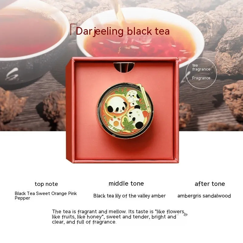 Panda hot pot shaped car air freshener diffuser decoration with removable scent tablets.