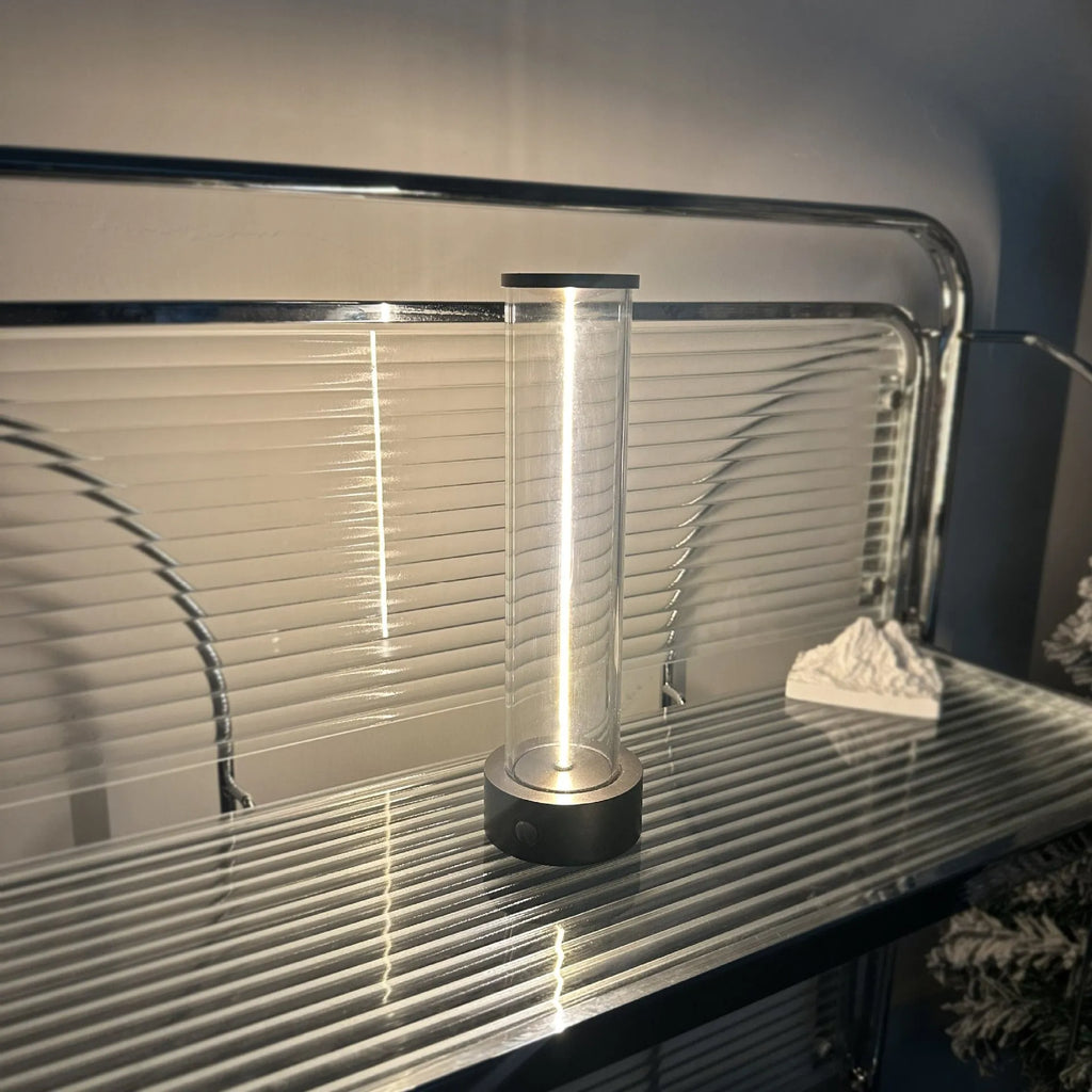 Modern glass LED light strip with magnetic base and USB charging cable