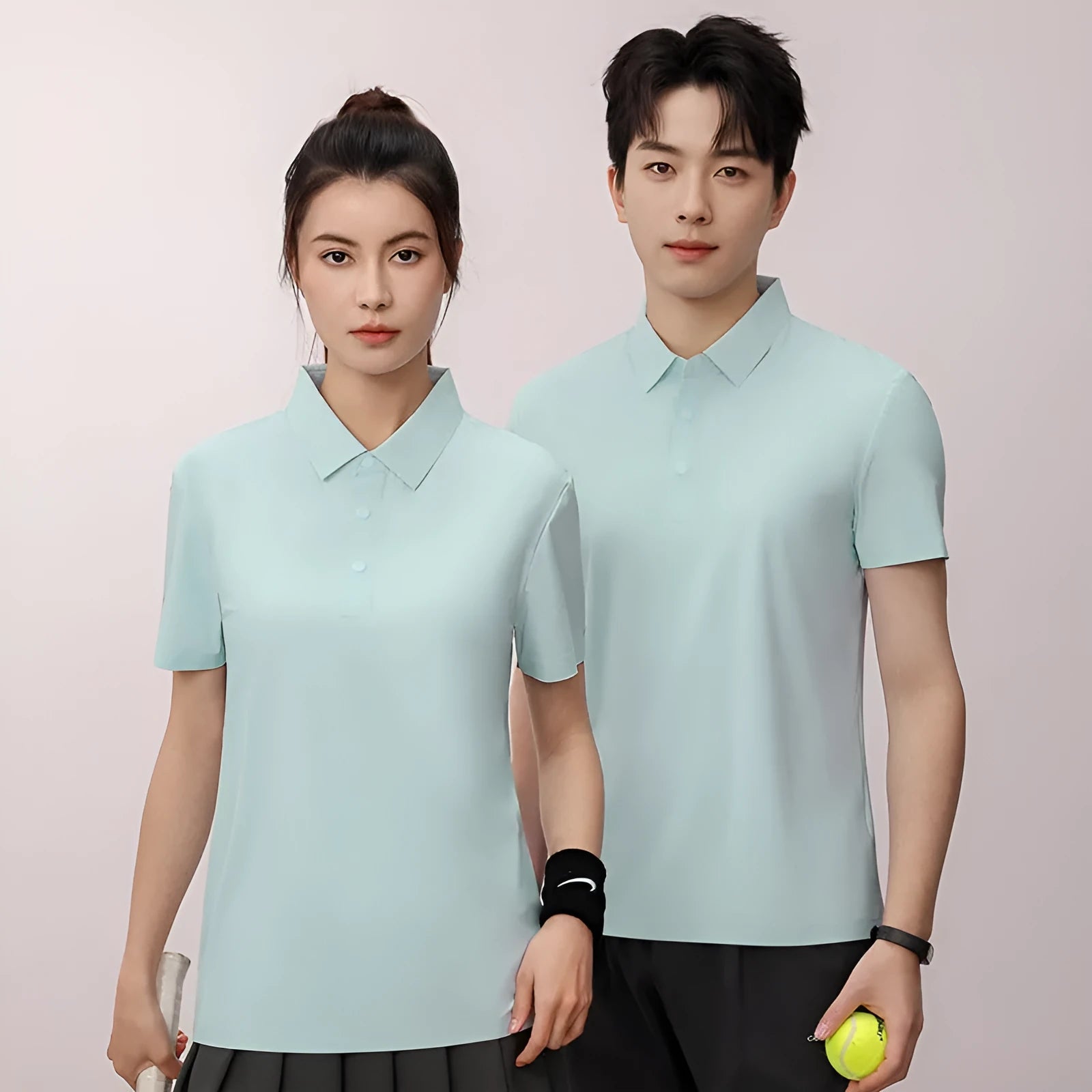 Men's loose fit polo shirt in chemical fibre blend fabric with short sleeves for summer sports