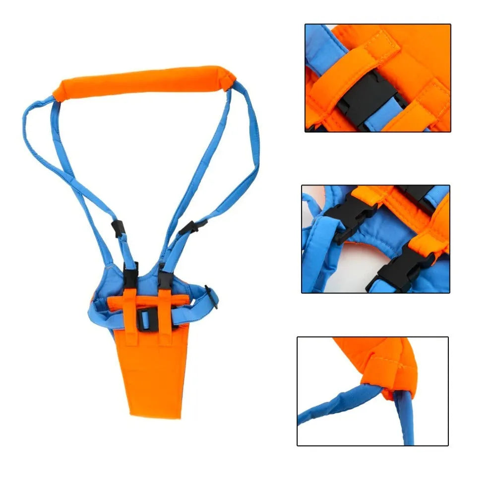 Baby toddler walking harness adjustable 52-62cm orange blue safety reins with plastic locks