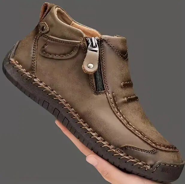 Chelsea plus size men's casual slip-on flat high top shoes with animal pattern and sewing line detail