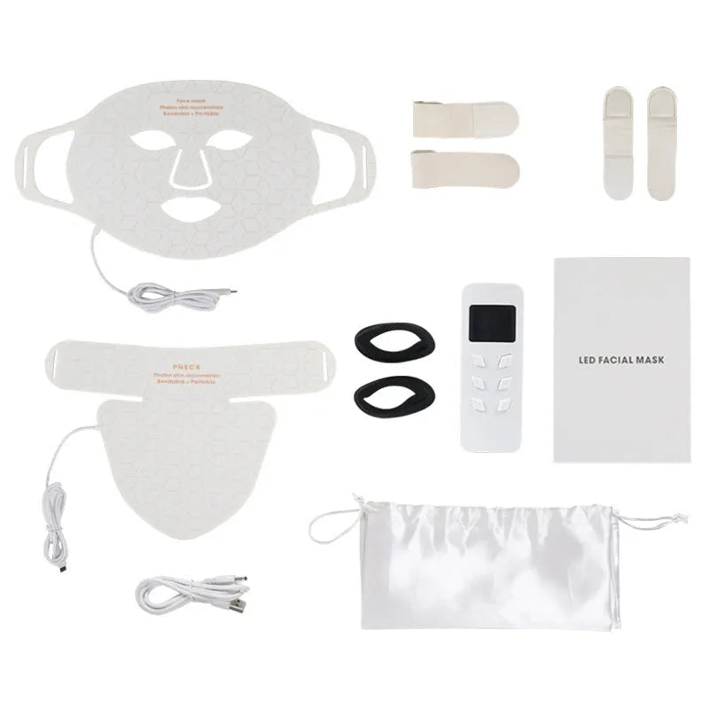 Infrared colour light skin rejuvenation beauty apparatus face mask in black with double ear loops for home use