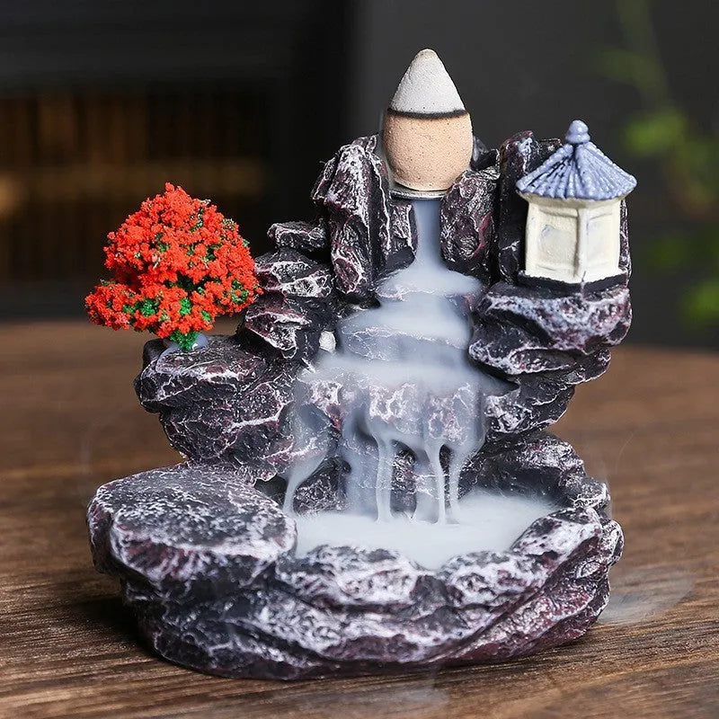 Ceramic backflow incense burner in modern simple style with four colour options