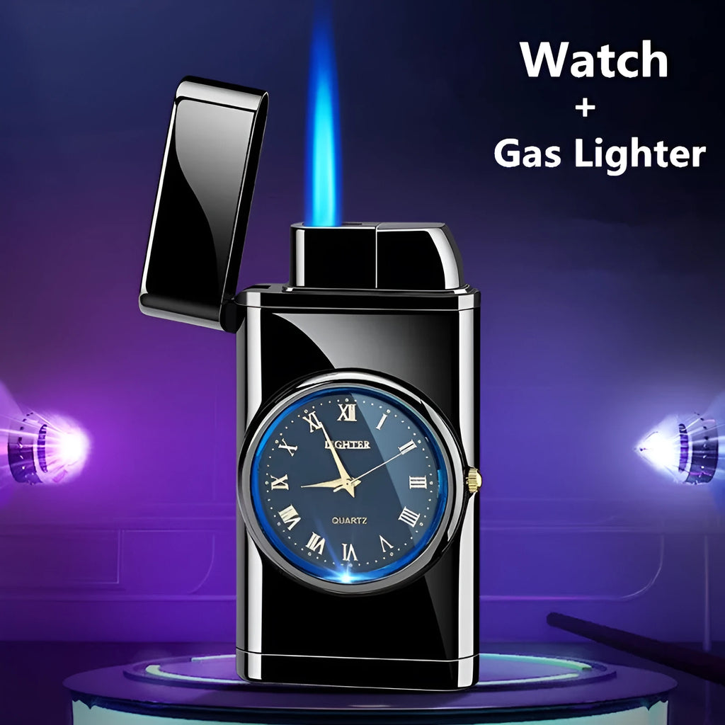 Multifunctional electronic watch cigarette lighter with LED flashing lamp in metal body