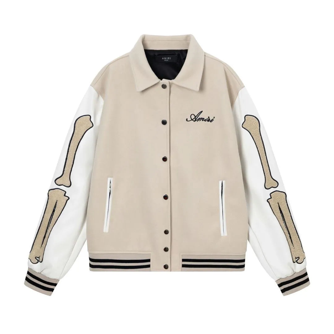 Women's cotton woolen jacket with bone embroidery in apricot colour
