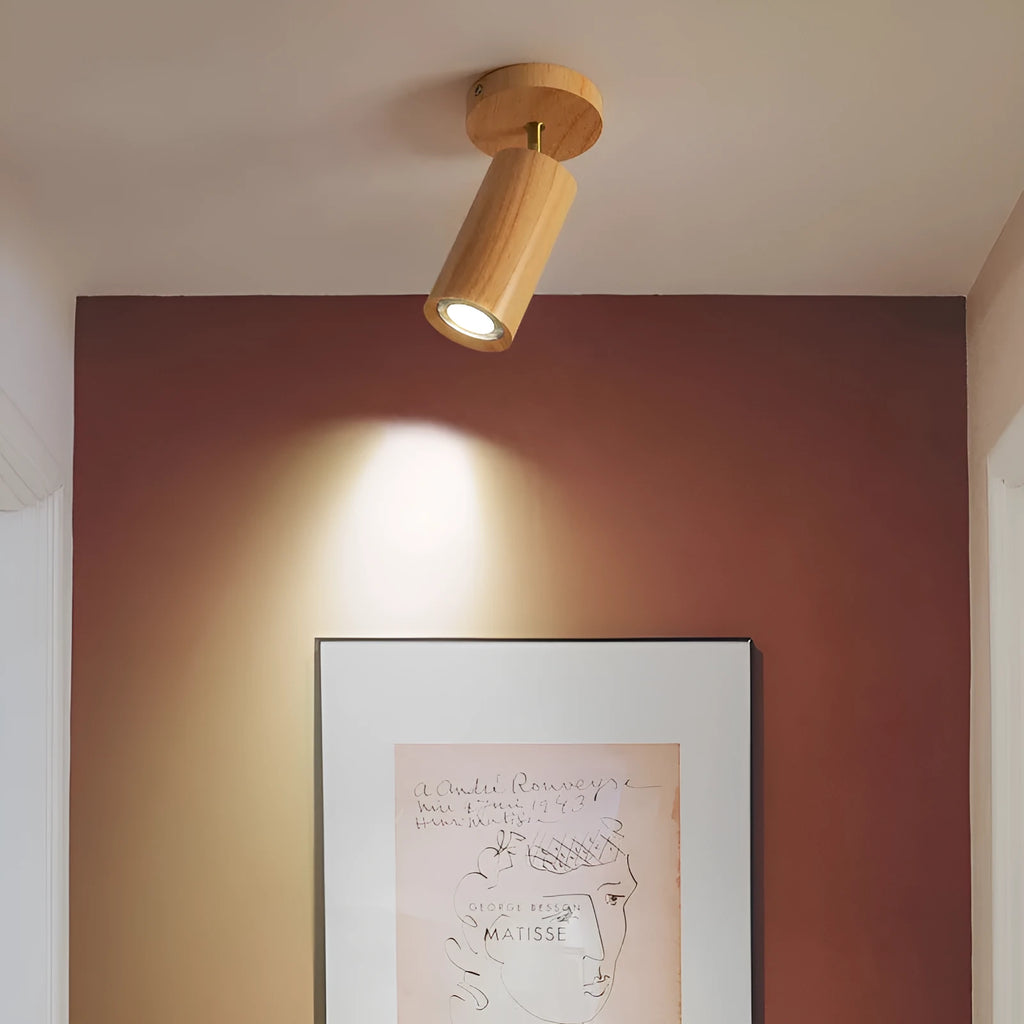 Simple log style Nordic spotlight ceiling lamp with 2 heads and 3 colour LED