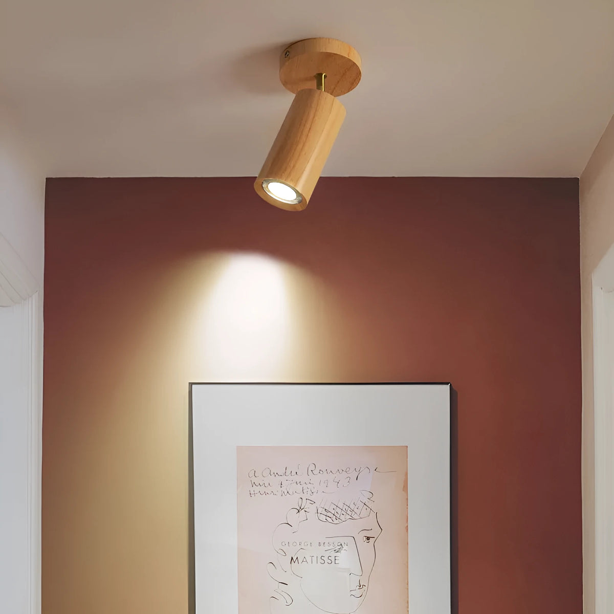 Simple log style Nordic spotlight ceiling lamp with 2 heads and 3 colour LED