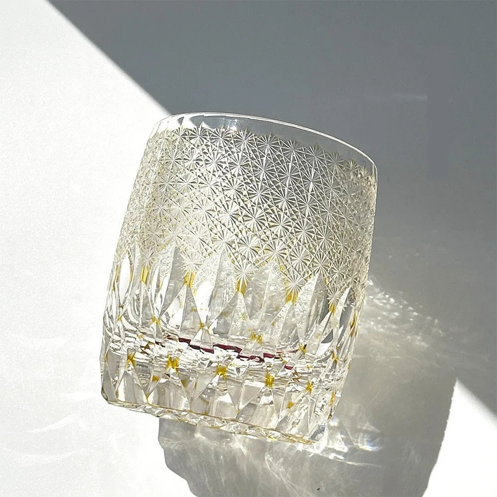 Japanese-style Jianghu cut crystal glass wine glass with retro design, 301-400ml capacity